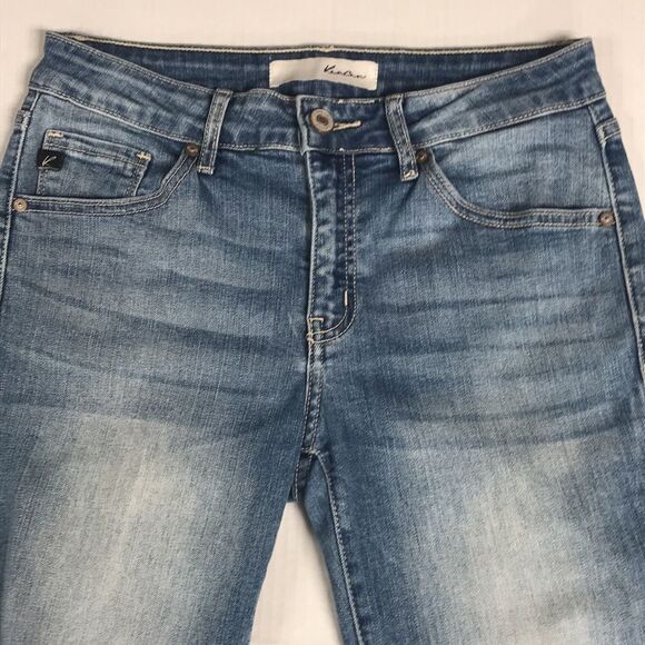 KanCan Cassandra Mid Rise Super Skinny Jeans Sz 5/26 Frayed Raw Hem Ripped Denim - Picture 1 of 11